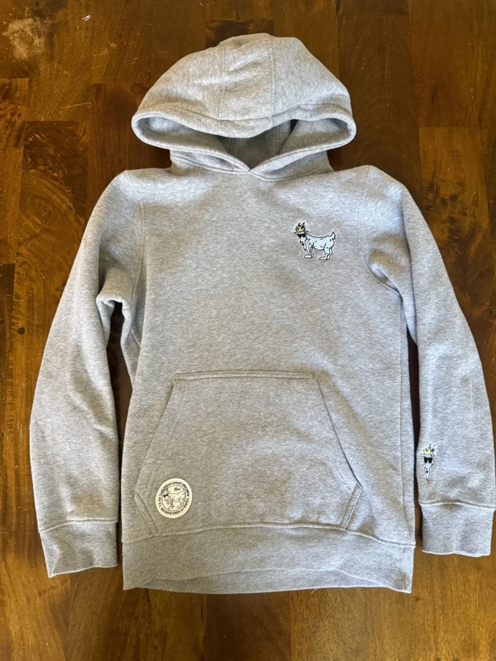 Youth Gray Pullover Hoodie with Goat Patch - Picture 1 of 6